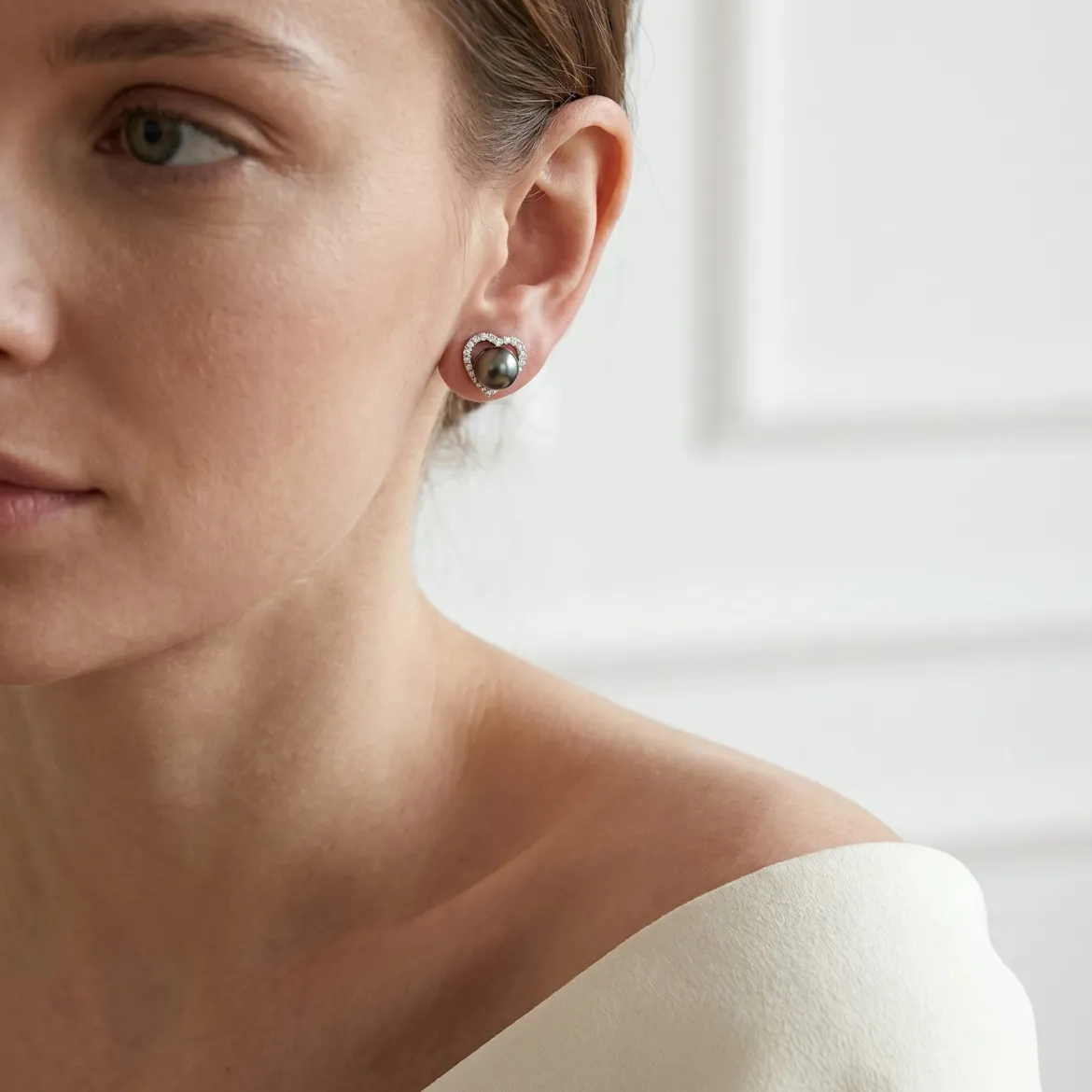 Tahitian South Sea Pearl & Diamond Amour Earrings