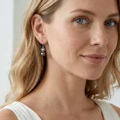 Tahitian South Sea Pearl & Diamond Lacy Earrings