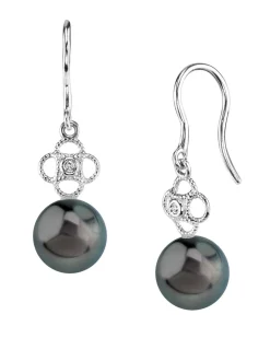 Tahitian South Sea Pearl & Diamond Lacy Earrings
