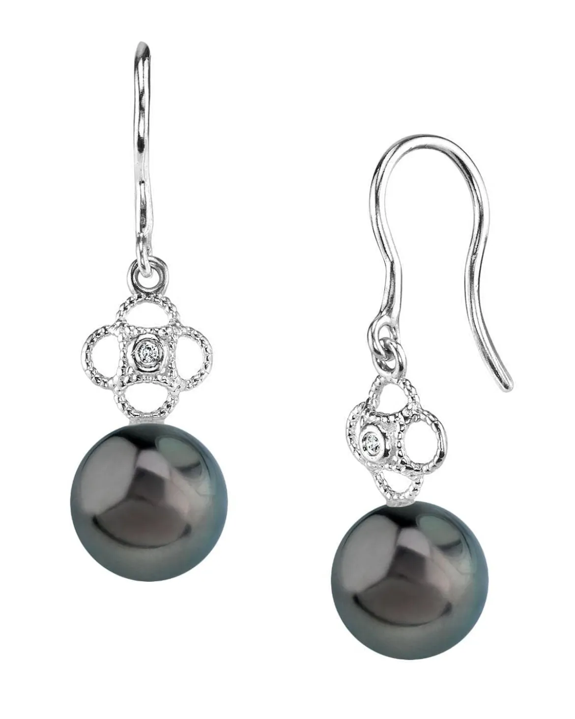 Tahitian South Sea Pearl & Diamond Lacy Earrings