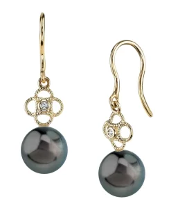 Tahitian South Sea Pearl & Diamond Lacy Earrings