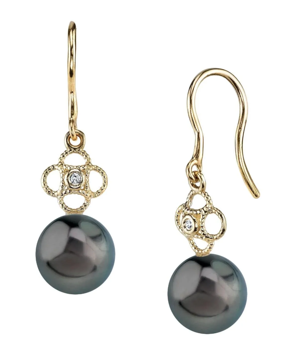Tahitian South Sea Pearl & Diamond Lacy Earrings