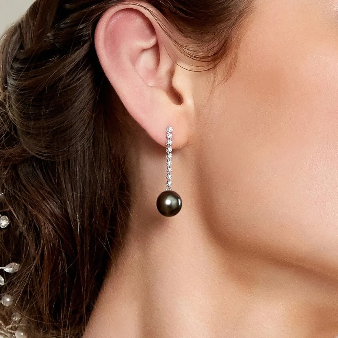 Tahitian South Sea Pearl & Diamond Bellatrix Earrings