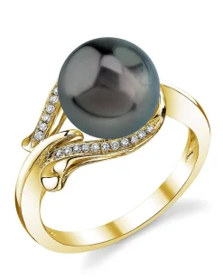 Tahitian South Sea Pearl & Diamond Willow Ring