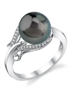 Tahitian South Sea Pearl & Diamond Willow Ring