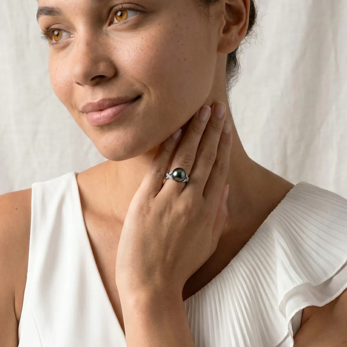 Tahitian South Sea Pearl & Diamond Infinity Ring