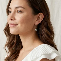Tahitian South Sea Round Pearl Dangling Tincup Earrings