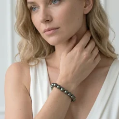 Tahitian True Round Pearl Bracelet, 10.0-11.0mm - AAA Quality