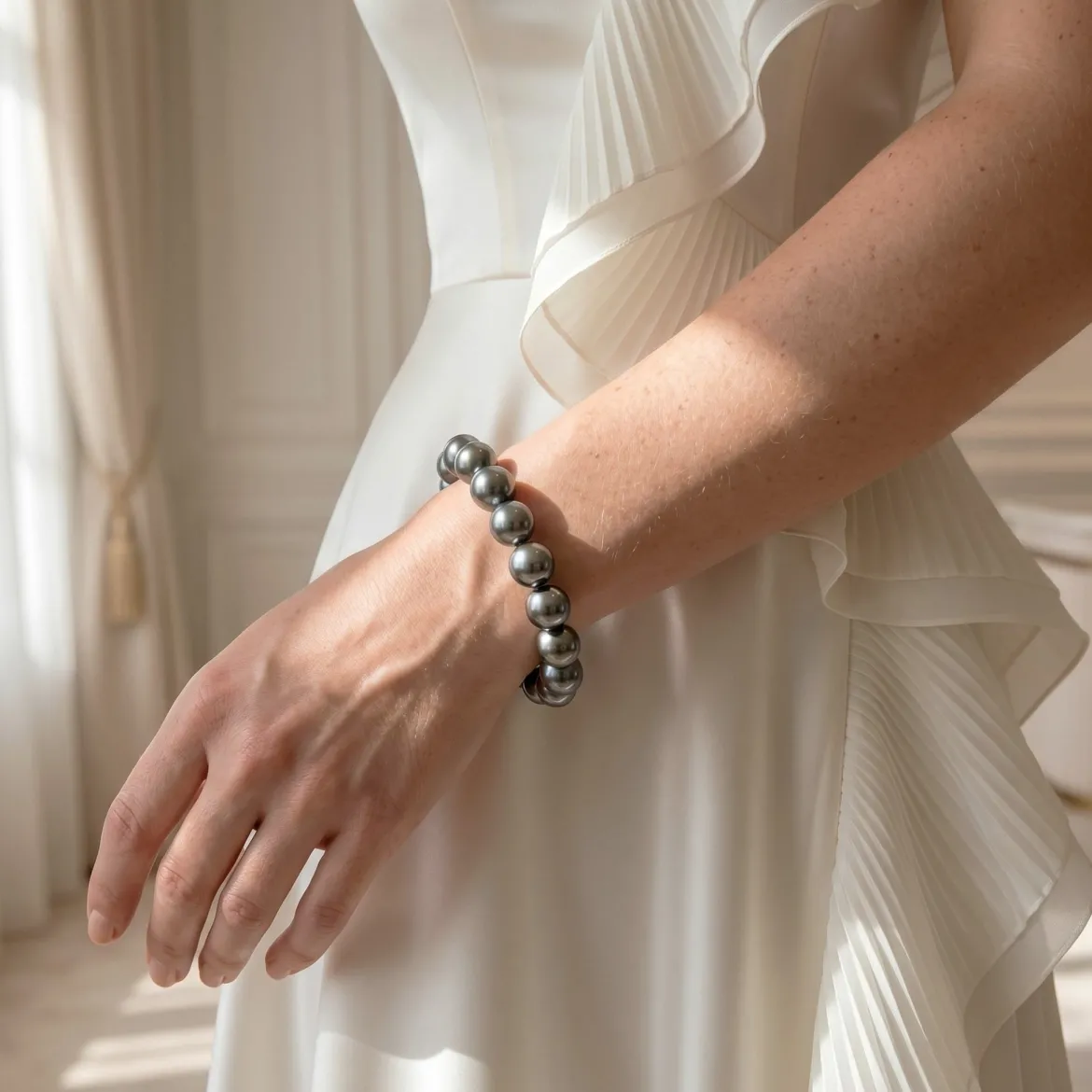 Tahitian True Round Pearl Bracelet, 10.0-11.0mm - AAAA Quality