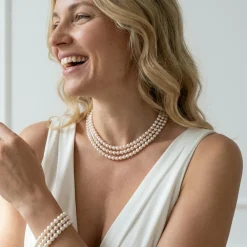 Triple Strand White Akoya Pearl Necklace