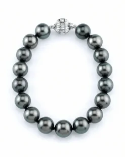 True Round Black Tahitian Pearl Bracelet, 9.0-10.0mm - AAA Quality