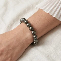 True Round Black Tahitian Pearl Bracelet, 9.0-10.0mm - AAA Quality
