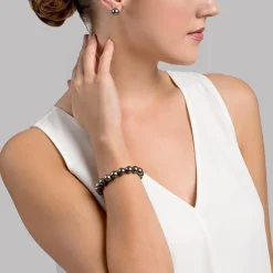 True Round Black Tahitian Pearl Bracelet, 8.0-9.0mm - AAA Quality