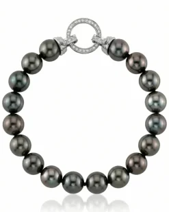 True Round Black Tahitian Pearl Bracelet, 8.0-9.0mm - AAAA Quality