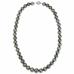 True Round Black Tahitian Pearl Necklace, 9.0-11.0mm - AAAA Quality