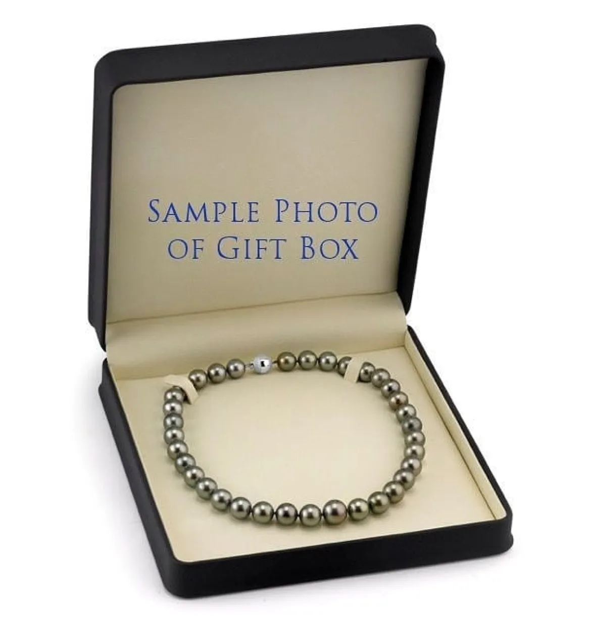 True Round Black Tahitian Pearl Jewelry Set, 8.0-10.0mm - AAA Quality