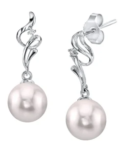 White Akoya Pearl & Diamond Aria Earrings
