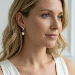 White Akoya Pearl & Diamond Aria Earrings
