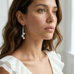 White Akoya Pearl Cluster Earrings