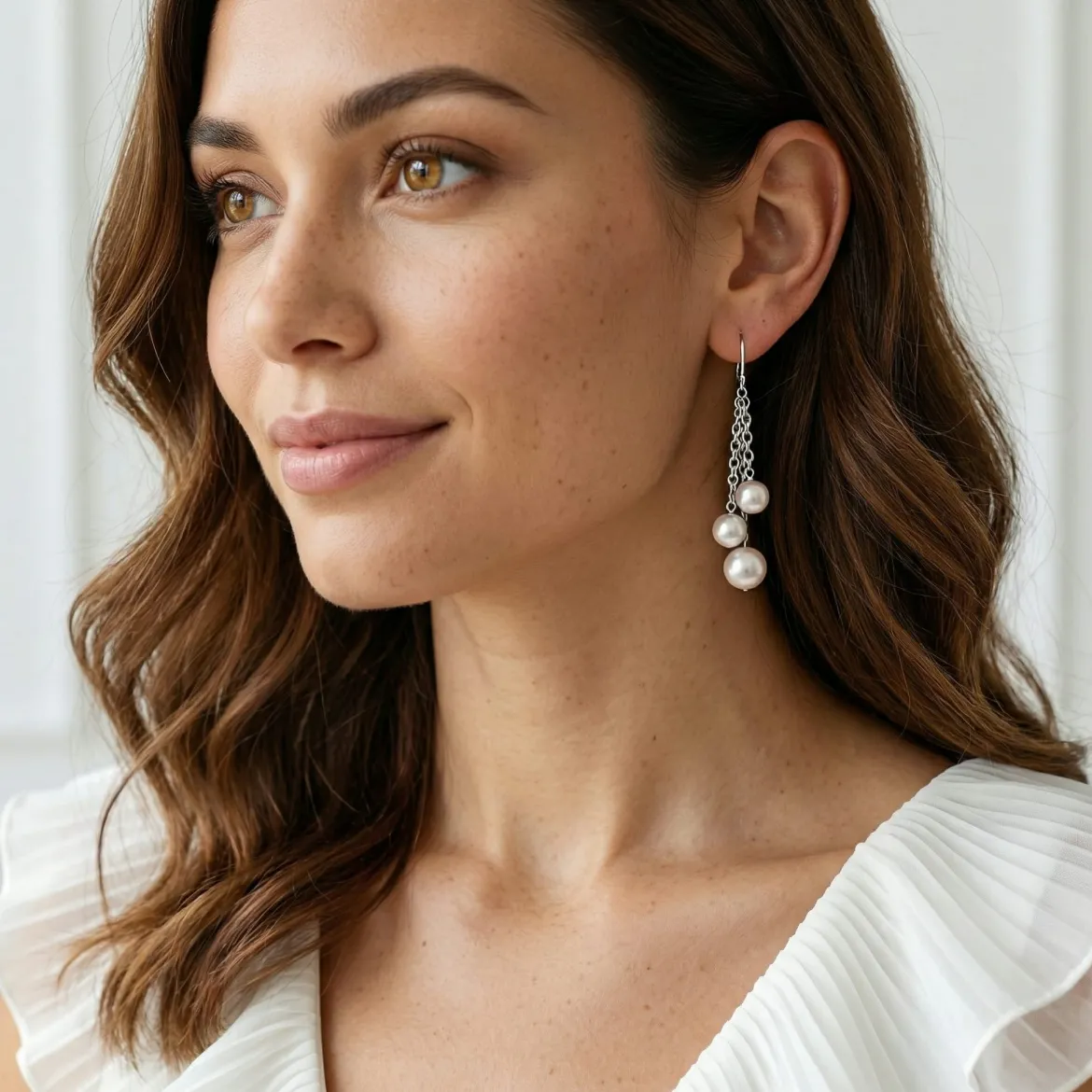 White Akoya Pearl Cluster Earrings