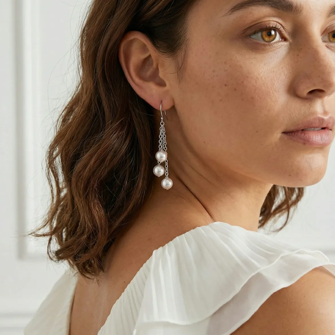 White Akoya Pearl Cluster Earrings