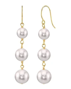 White Akoya Pearl Triple Drop Earrings