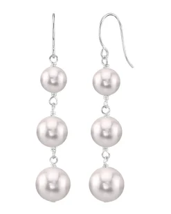 White Akoya Pearl Triple Drop Earrings
