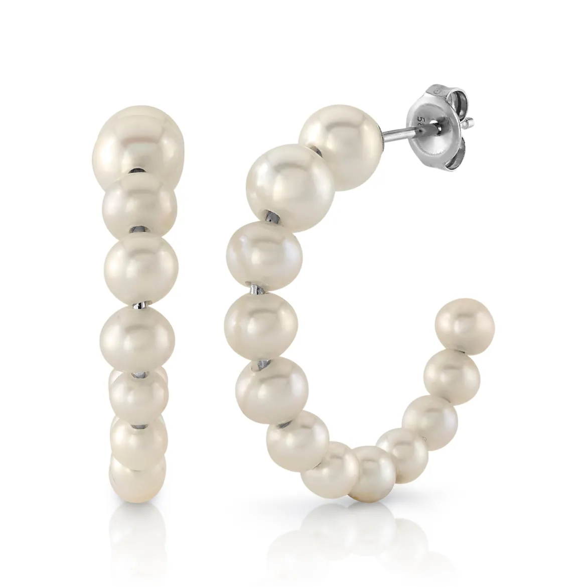 White Freshwater Cultured Pearl Hoop Reese Earrings