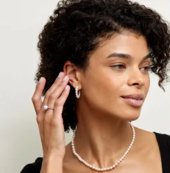 White Freshwater Cultured Pearl Hoop Reese Earrings