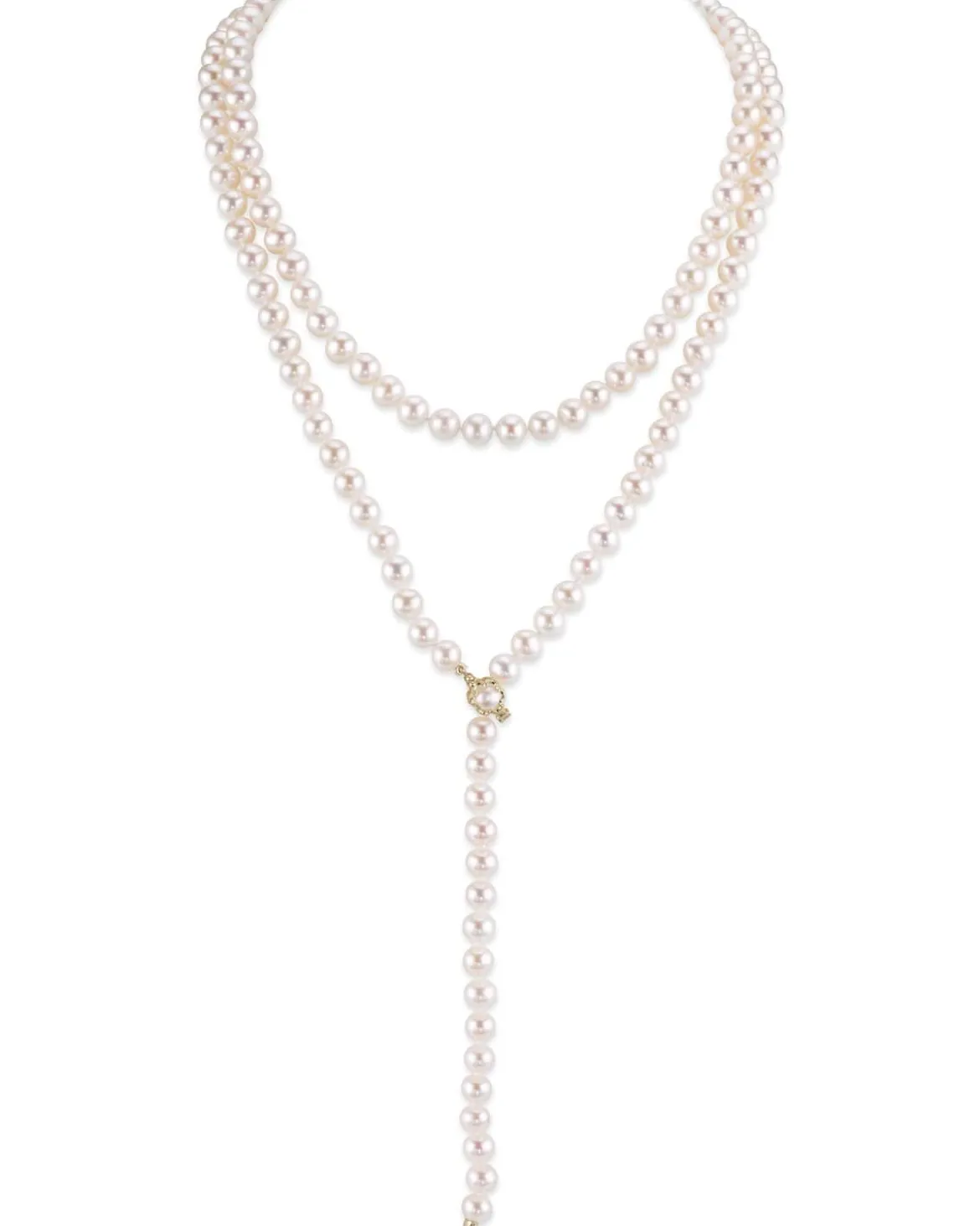 White Freshwater Pearl Adjustable lariat Y-Shape 51 Inch Rope Length Necklace - AAAA Quality