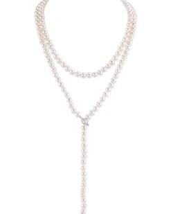 White Freshwater Pearl Adjustable lariat Y-Shape 51 Inch Rope Length Necklace - AAAA Quality