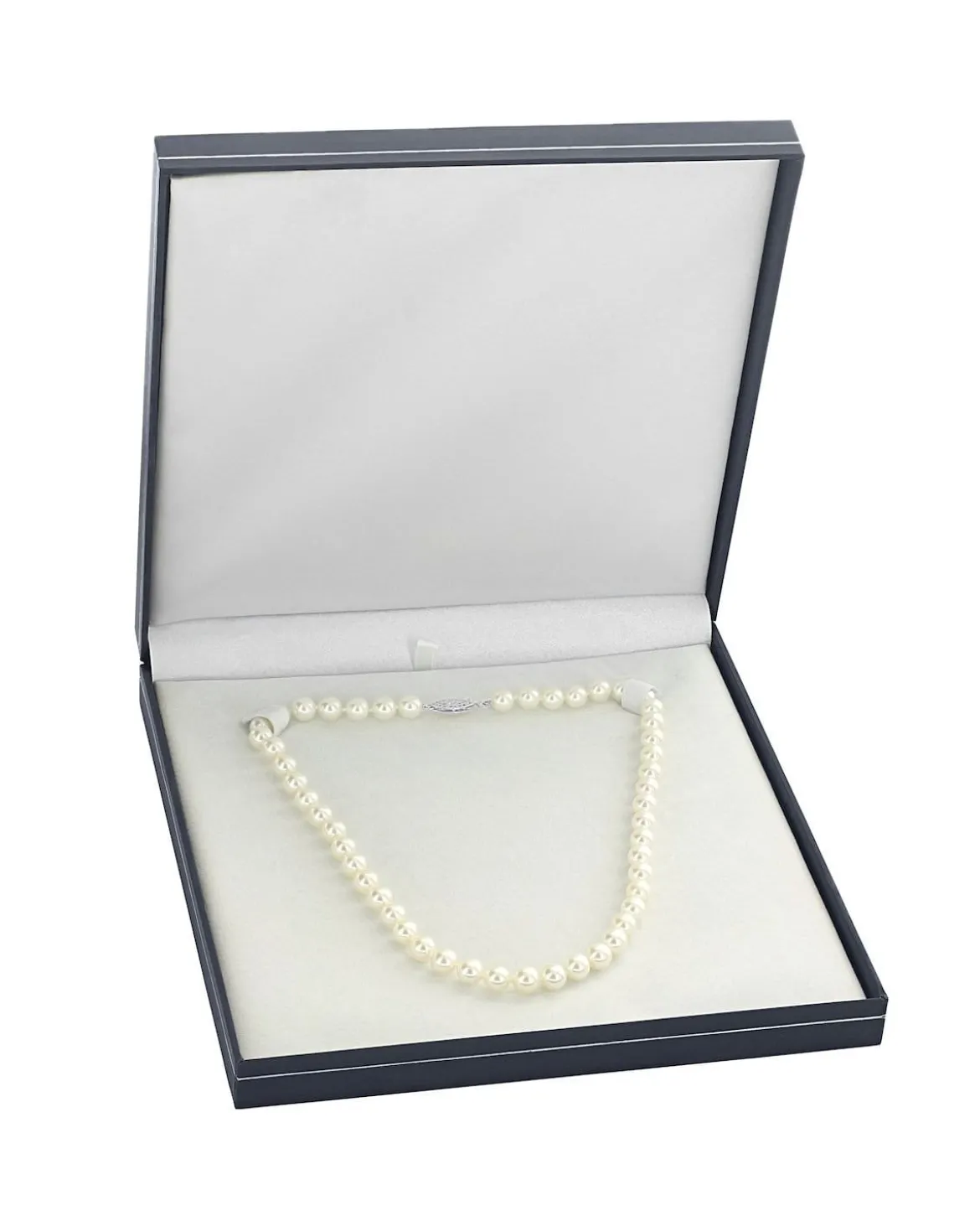 White Hanadama Japanese Akoya Pearl Necklace, 7.5-8.0mm