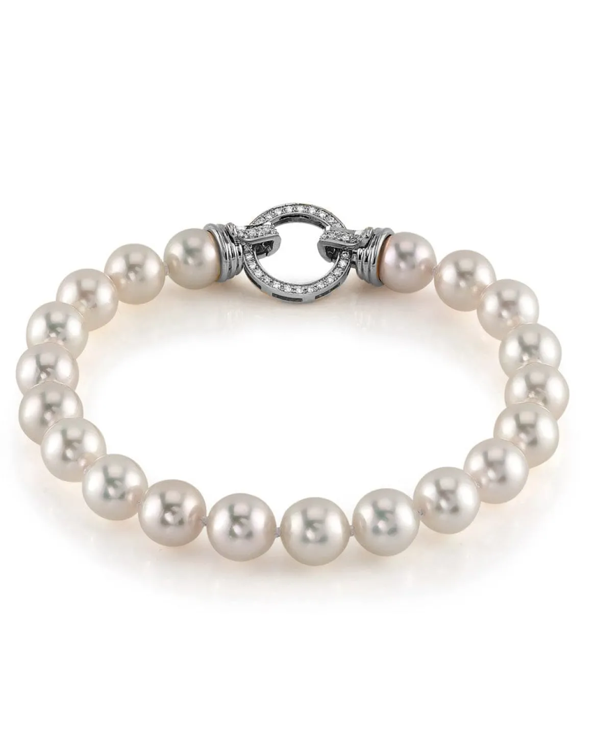 White Hanadama Japanese Akoya Pearl Bracelet, 7.5-8.0mm
