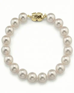 White Hanadama Japanese Akoya Pearl Bracelet, 8.5-9.0mm