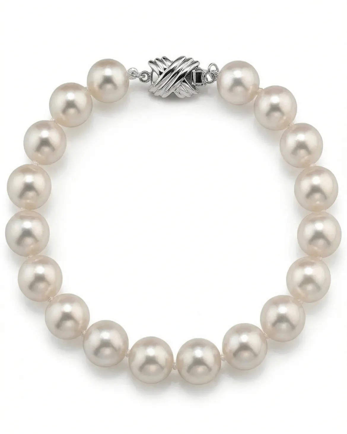 White Hanadama Japanese Akoya Pearl Bracelet, 8.5-9.0mm
