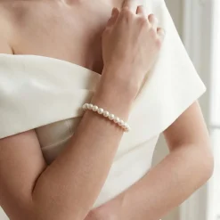 White Hanadama Japanese Akoya Pearl Bracelet, 8.5-9.0mm