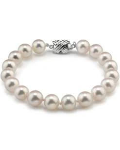 White Hanadama Japanese Akoya Pearl Bracelet, 8.0-8.5mm