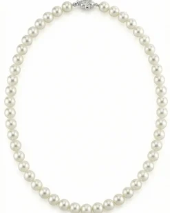 White Japanese Akoya Choker Length Pearl Necklace, 7.0-7.5mm - AA+ Quality