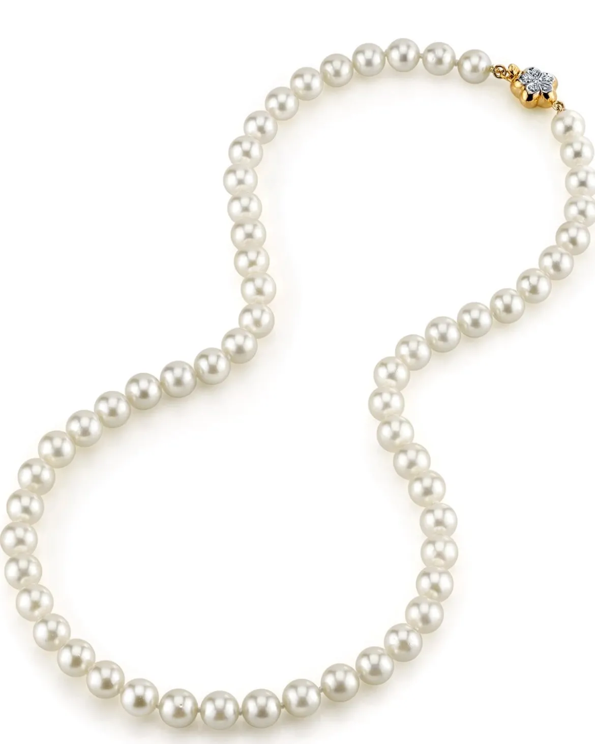 White Japanese Akoya Choker Length Pearl Necklace, 7.0-7.5mm - AAA Quality