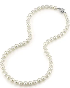 White Japanese Akoya Choker Length Pearl Necklace, 7.0-7.5mm - AAA Quality