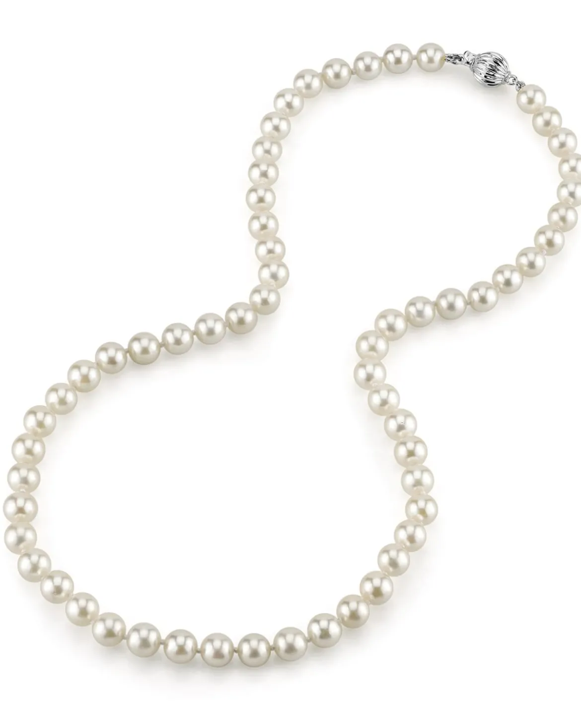 White Japanese Akoya Choker Length Pearl Necklace, 6.5-7.0mm - AAA Quality