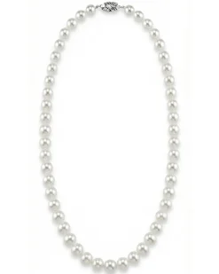 White Japanese Akoya Graduated Pearl Necklace, 8.0-10.0mm - AAA Quality