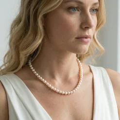 White Japanese Akoya Graduated Pearl Necklace, 8.0-10.0mm - AAA Quality
