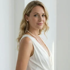 White Japanese Akoya Opera Length Pearl Necklace, 7.0-7.5mm