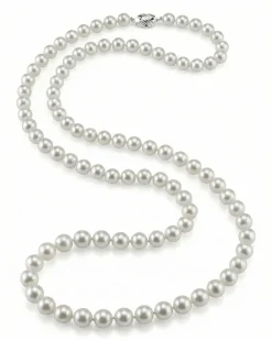 White Japanese Akoya Opera Length Pearl Necklace, 8.5-9.0mm