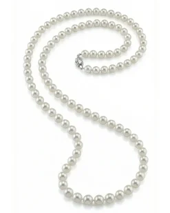 White Japanese Akoya Opera Length Pearl Necklace, 8.0-8.5mm
