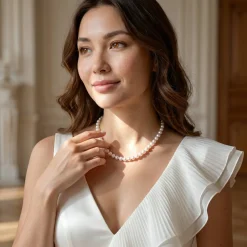 White Japanese Akoya Pearl Necklace, 8.5-9.0mm - AAA Quality