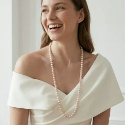 White Japanese Akoya Pearl Opera Length Necklace, 6.0-6.5mm