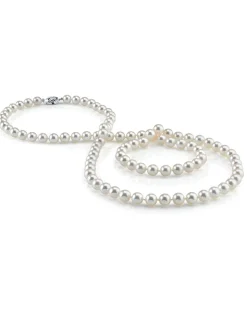 White Japanese Akoya Pearl Opera Length Necklace, 6.0-6.5mm