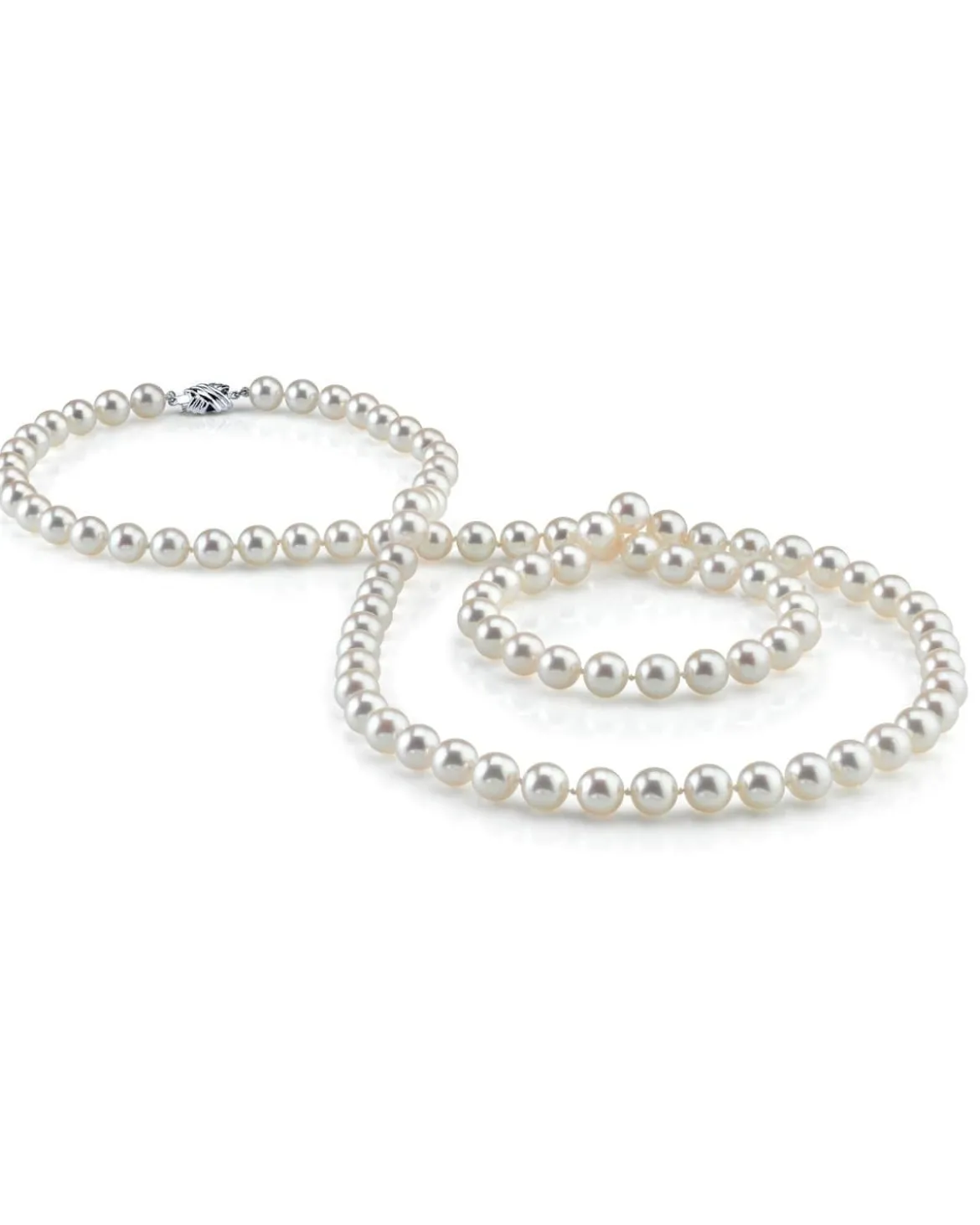 White Japanese Akoya Pearl Opera Length Necklace, 6.0-6.5mm